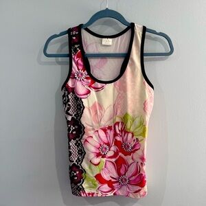 So Sporty Polyester Floral Tank with Bra shelf Size small